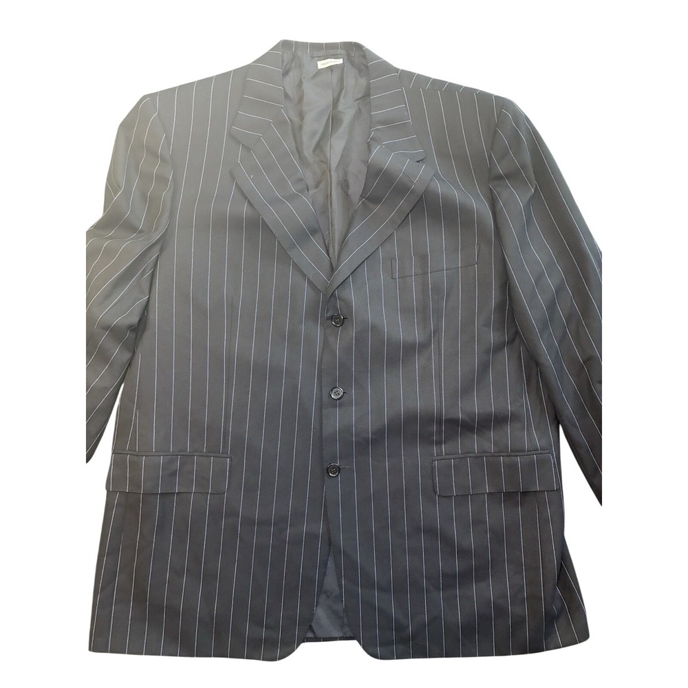 Brioni Suit Jacket Neiman Marcus Navy Blue White Pinstripe Hand Tailored Italy